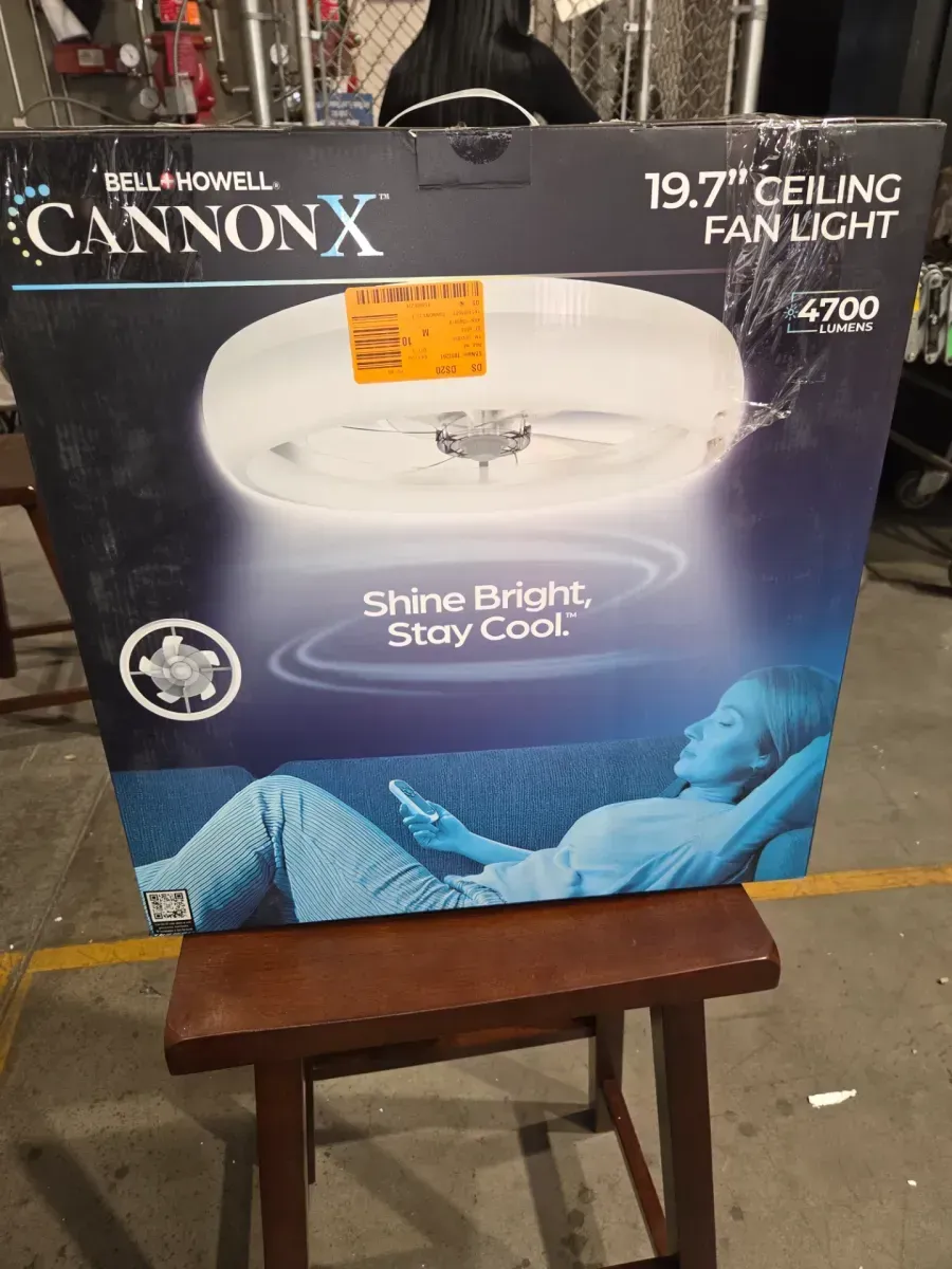 CannonX 19.7 in. Dia. Indoor White Ceiling Fan 4700 Lumen 13.78 in Blade Span Bright LED Standard Flush Mount Fandelier - image 6