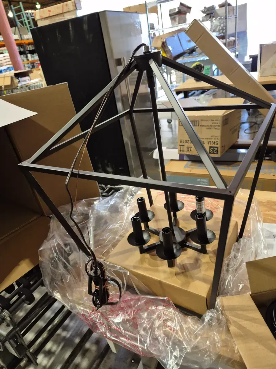 Weyburn 6-Light Bronze Farmhouse Chandelier Light Fixture with Caged Metal Shade - image 4