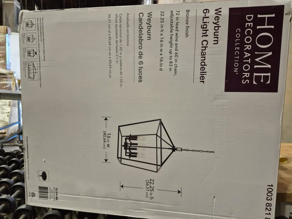 Weyburn 6-Light Bronze Farmhouse Chandelier Light Fixture with Caged Metal Shade - image 3