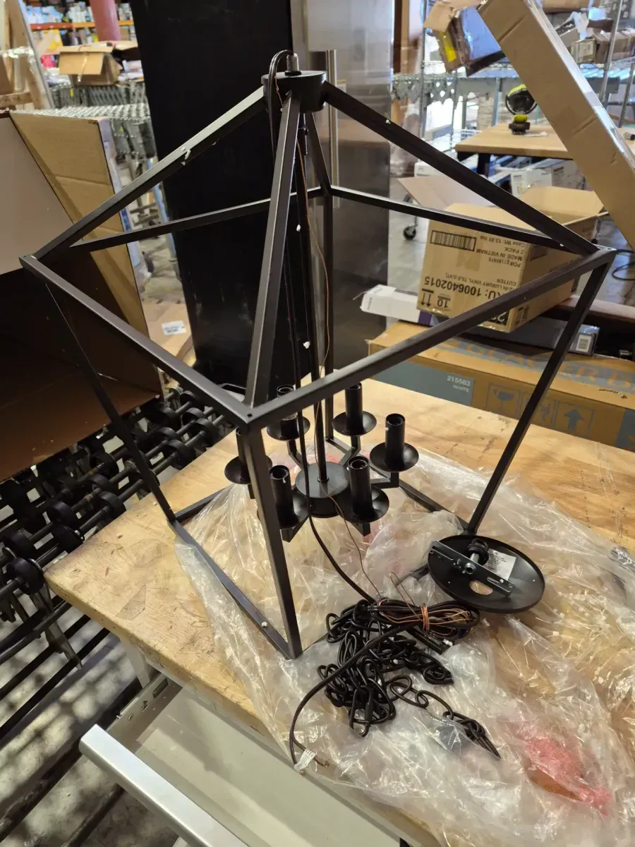 Weyburn 6-Light Bronze Farmhouse Chandelier Light Fixture with Caged Metal Shade - image 4