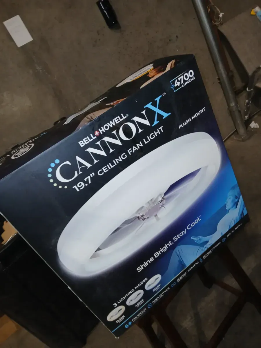 CannonX 19.7 in. Dia. Indoor White Ceiling Fan 4700 Lumen 13.78 in Blade Span Bright LED Standard Flush Mount Fandelier - image 5