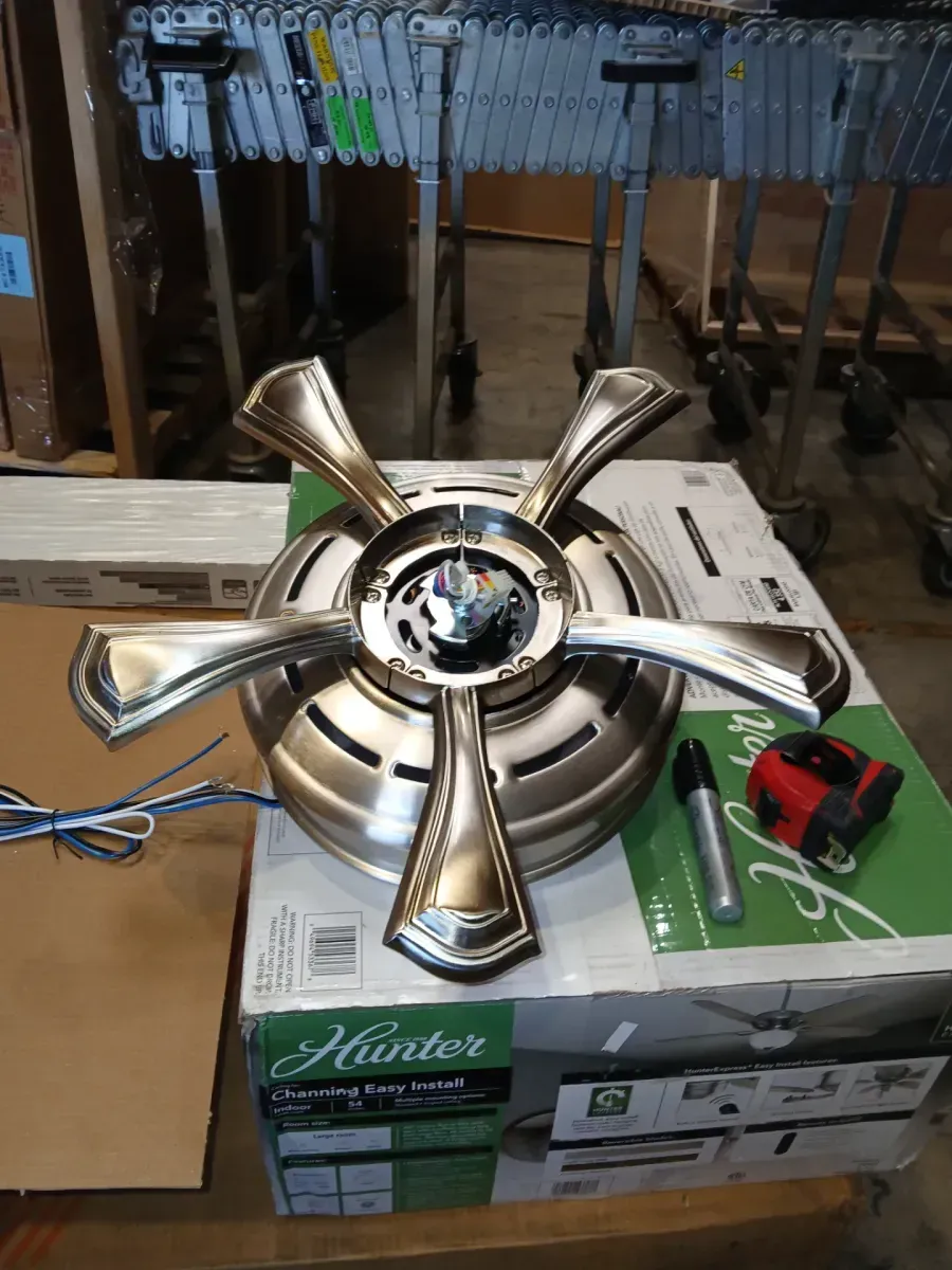 Channing 54 in. Hunter Express Indoor Brushed Nickel Ceiling Fan with Remote and Light Kit Included - image 2