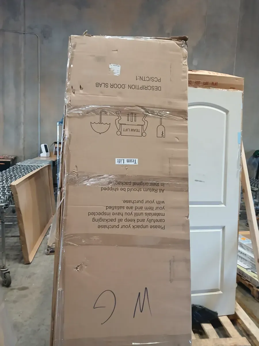 30 in. x 96 in. Left Handed 1-Lite Frosted Glass White MDF Assembly Required Door Kit w/Separate Jamb - image 2