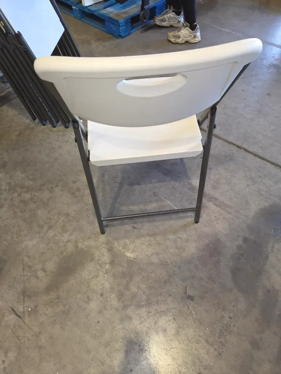 Set Of (5)Granite White Metal Folding Chair - image 3