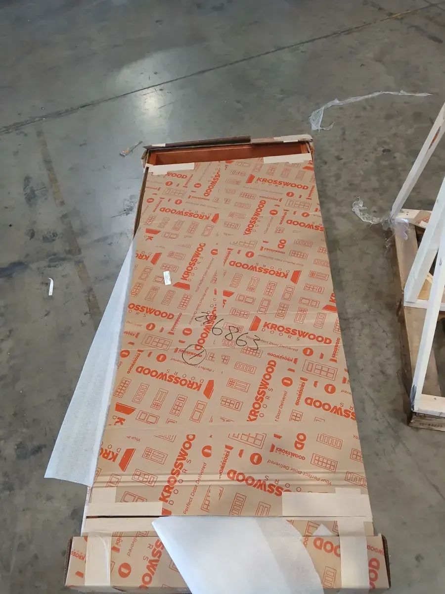 ***minor dents***36 in. x 80 in. Mediterranean Knotty Alder Arch Top Provincial Stain Left-Hand Inswing Wood Single Prehung Front Door - image 2