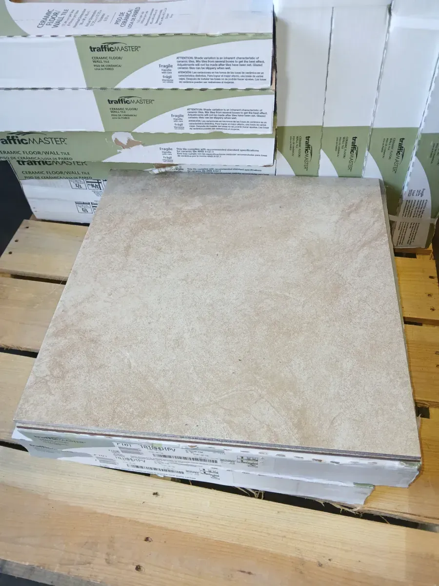 case of 31 (540.64sq ft )Portland Stone Beige 18 in. x 18 in. Glazed Ceramic Floor and Wall Tile (17.44 sq. ft./case) - image 2