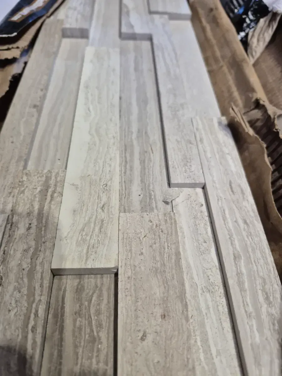 ***90 sqft***  pallet of White Oak 3D Ledger Panel 6 in. x 24 in. Splitface Marble Wall Tile (6 sq. ft./) Case 15 cases - image 2