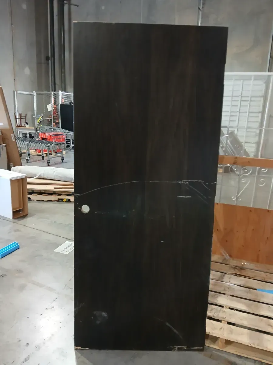 ***The door is in good condition; it only has a few scratches.***36 in. x 84in. Flush Right-Handed Hollow-Core Charcoal Black Stained Smooth Pine Wood Single Prehung Interior Door - image 2