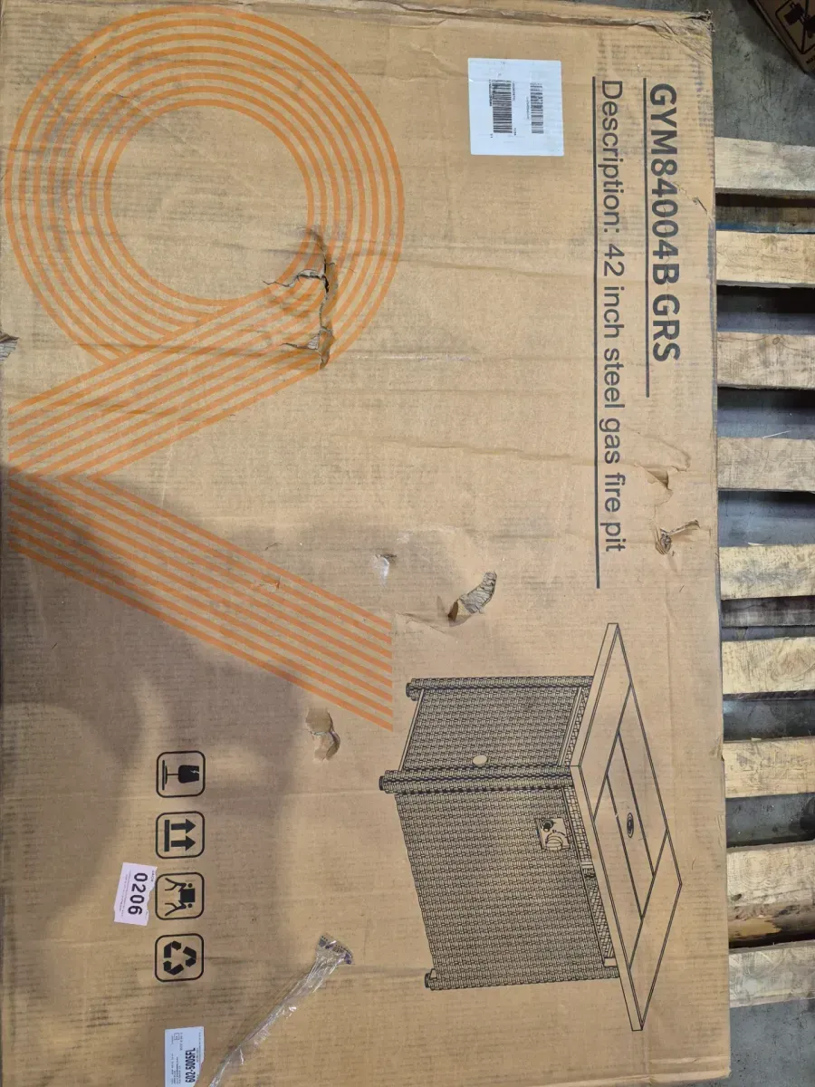 42 in. x  26 in. 50,000 Square Gray Wicker Finish Gas Fire Pit and Lava Rocks - image 3