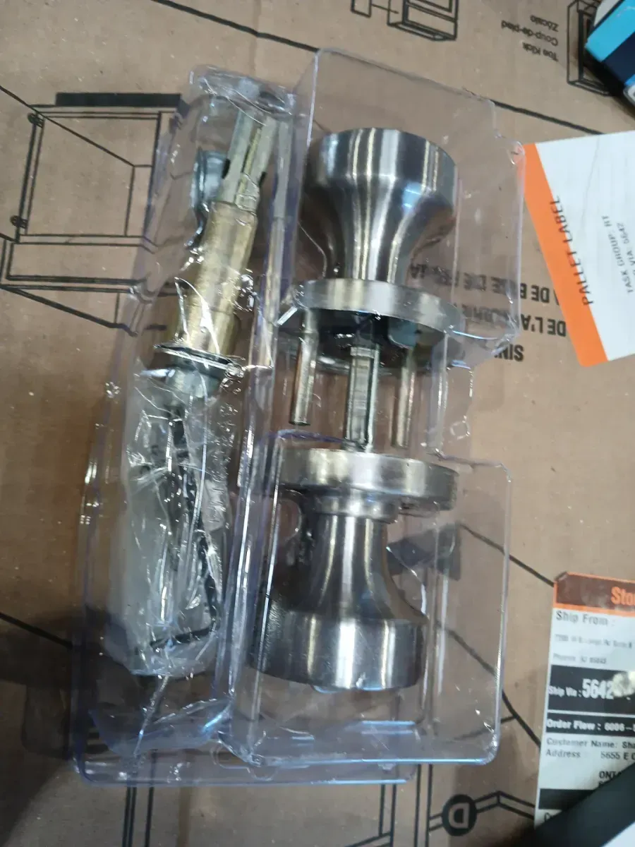 Pismo Round Satin Nickel Bed/Bath Door Knob Featuring Microban Antimicrobial Technology with Lock - image 2