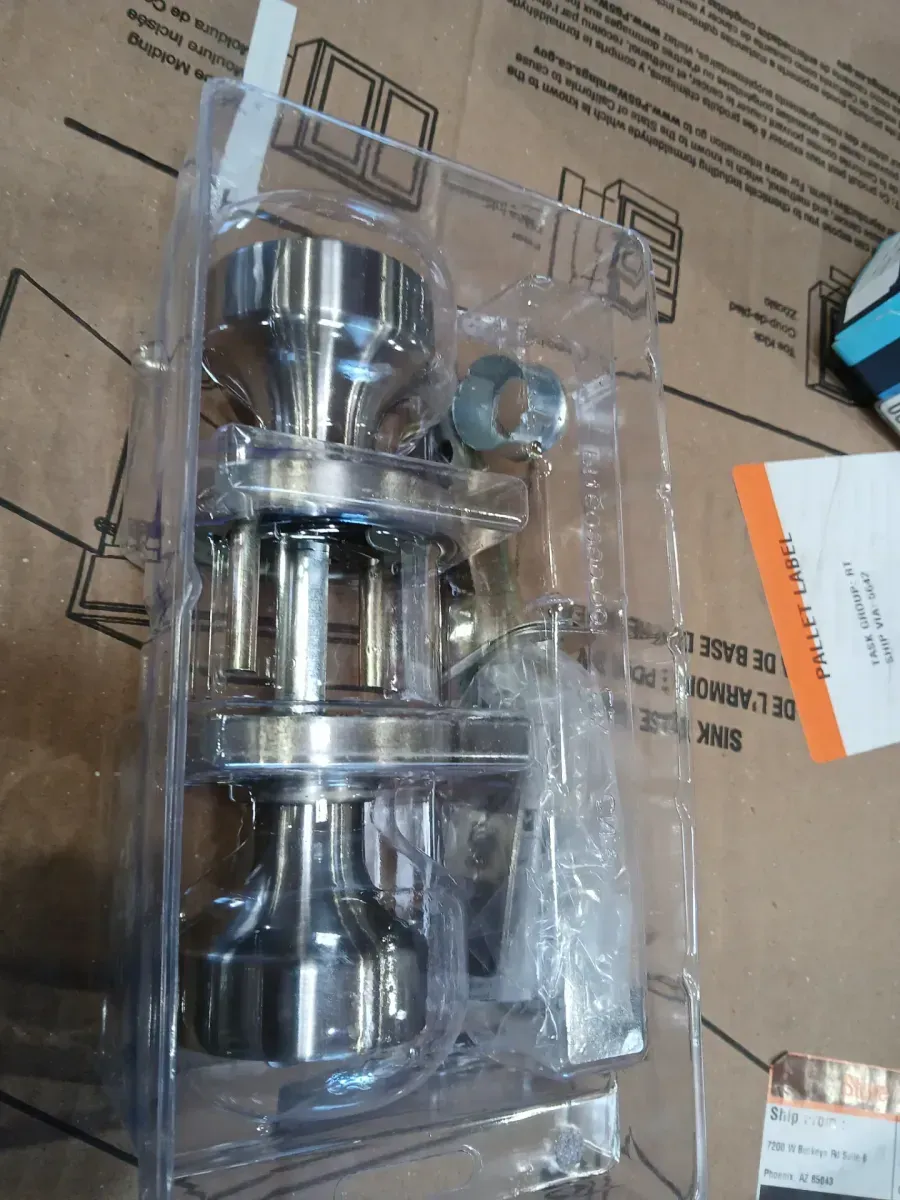 Pismo Round Satin Nickel Bed/Bath Door Knob Featuring Microban Antimicrobial Technology with Lock - image 3