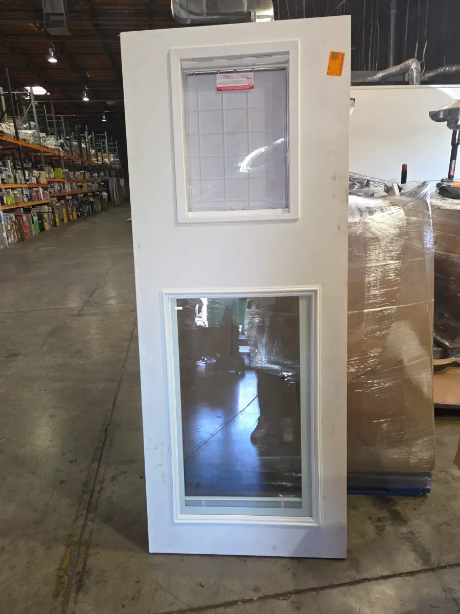 32 in. x 78 in. White Universal 3/4-Light Vinyl Storm Door with Black Hardware - image 2