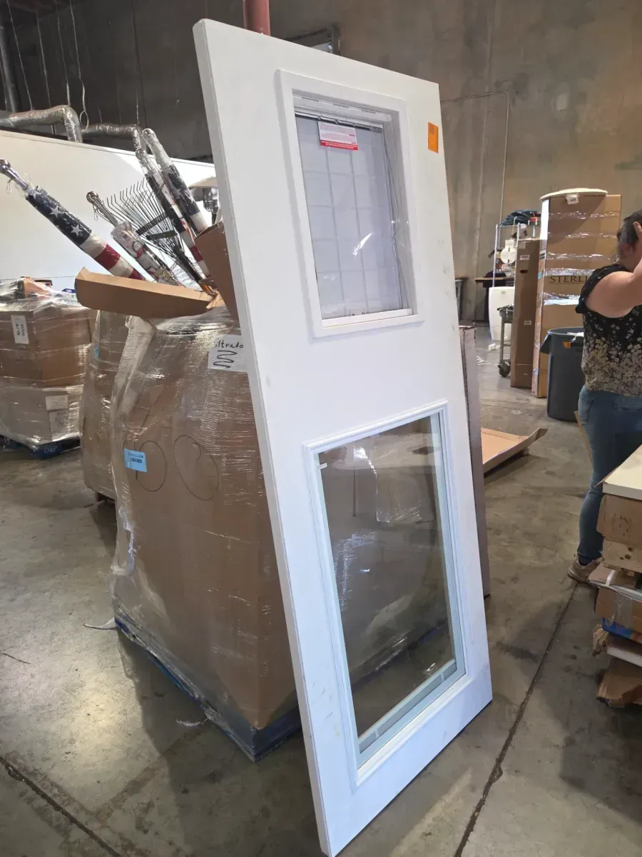 32 in. x 78 in. White Universal 3/4-Light Vinyl Storm Door with Black Hardware - image 3