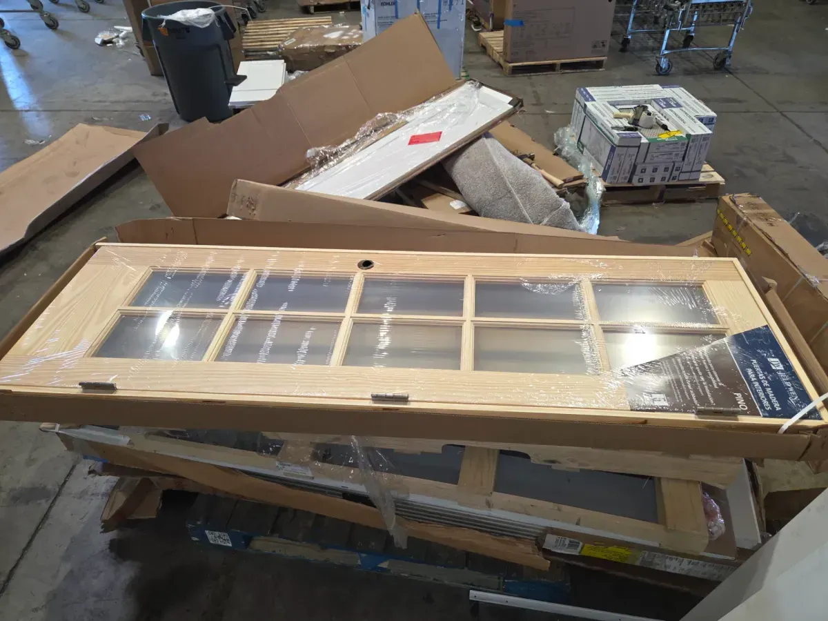 32 in. x 80 in. 10-Lite French Unfinished Pine Right Hand Solid Core Wood Single Prehung Interior Door with Bronze Hinge - image 3