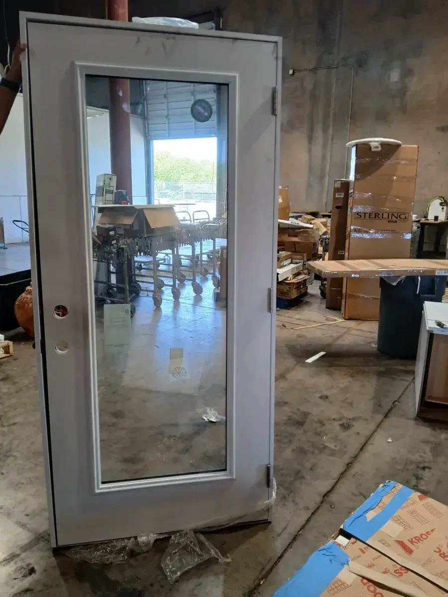 36 in. x 80 in. Legacy Series Full Lite Clear Glass Left Hand Inswing White Primed Fiberglass Prehung Front Door - image 3