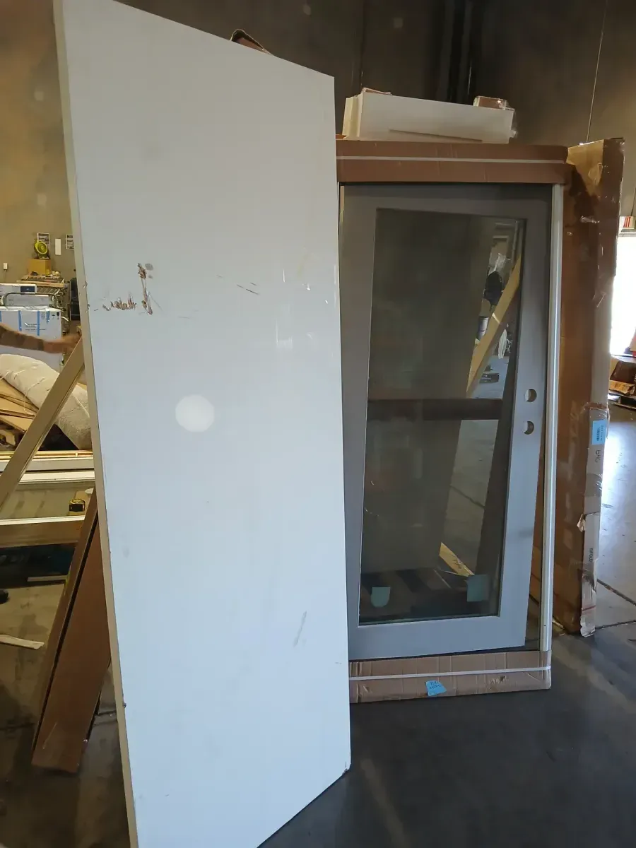 ***It's a little scratched and stained.***30in. x 80 in. No Panel Primed White Smooth Flush Hardboard Hollow Core Composite Interior Door Slab - image 1