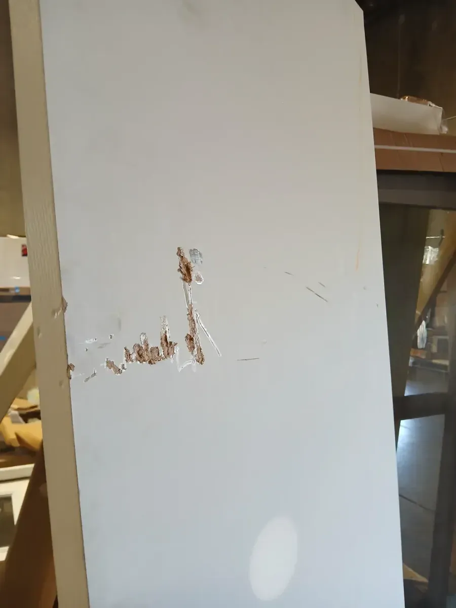 ***It's a little scratched and stained.***30in. x 80 in. No Panel Primed White Smooth Flush Hardboard Hollow Core Composite Interior Door Slab - image 2