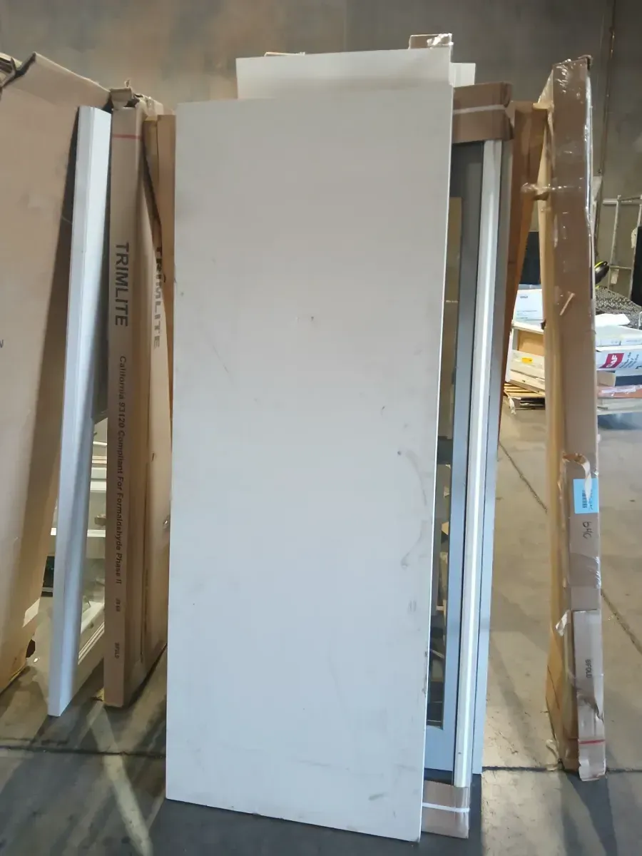 ***It's a little scratched and stained.***30in. x 80 in. No Panel Primed White Smooth Flush Hardboard Hollow Core Composite Interior Door Slab - image 3