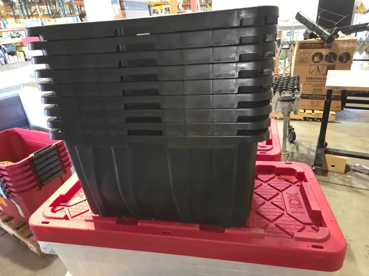 *** pack of 9 It doesn't come with the lid.***, 27 Gal. Black and Yellow Storage Tote ) Combo - image 3