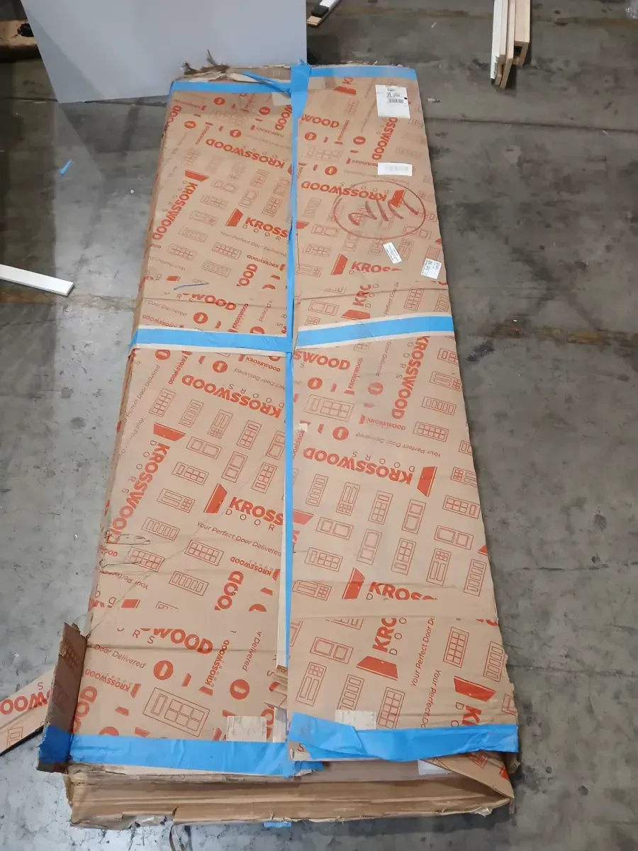 ***minor crack***30 in. x 80 in. Right Hand Primed Composite Glass Full Lite Clear Single Prehung Interior Door - image 2