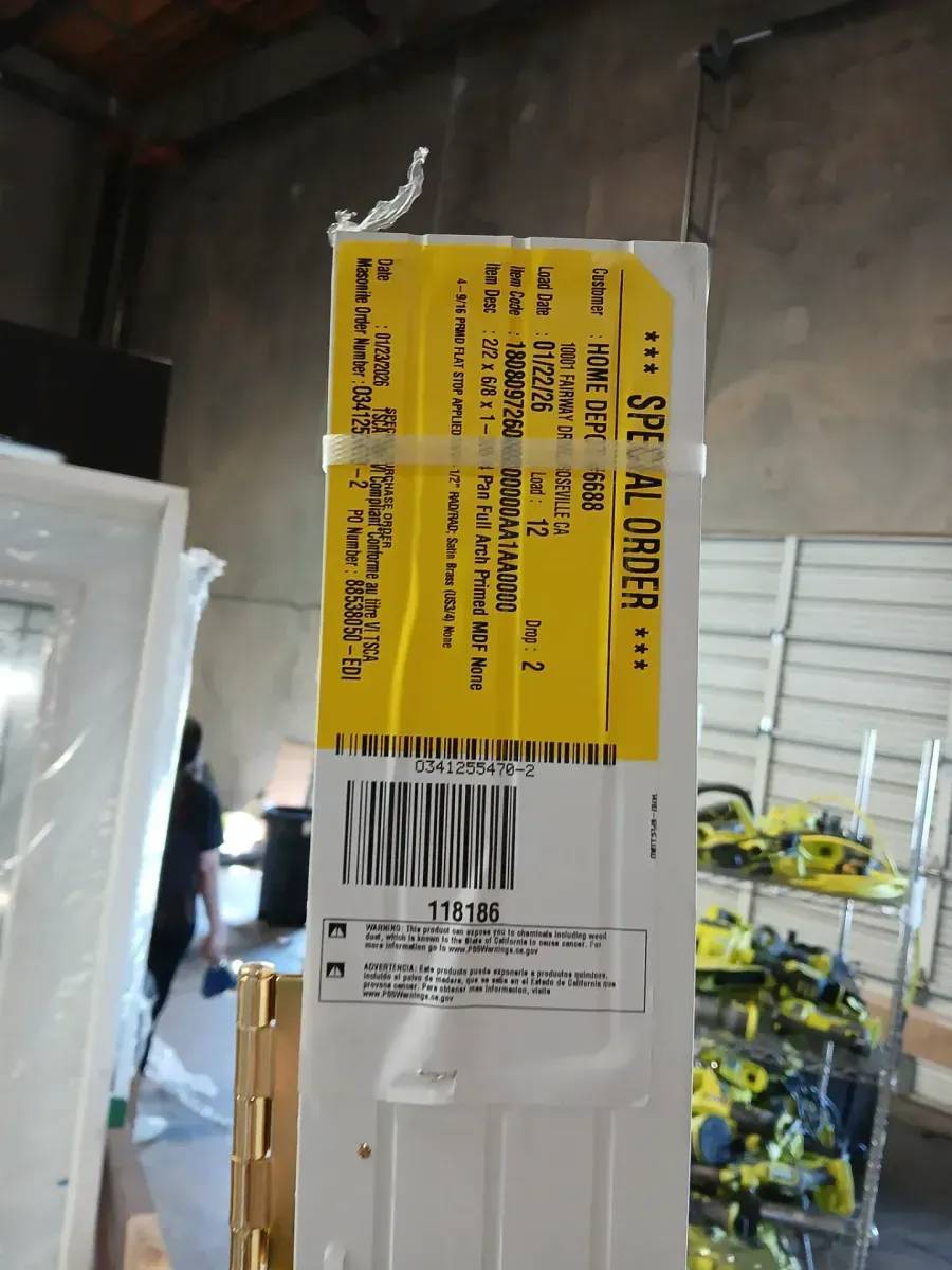 ***The same dimensions, but the panels have a different design.***28 in. x 80 in. 4 Panel Left-Handed Primed Composite Hollow Core Single Prehung Interior Door 4-9/16 in. Flat Jamb - image 3