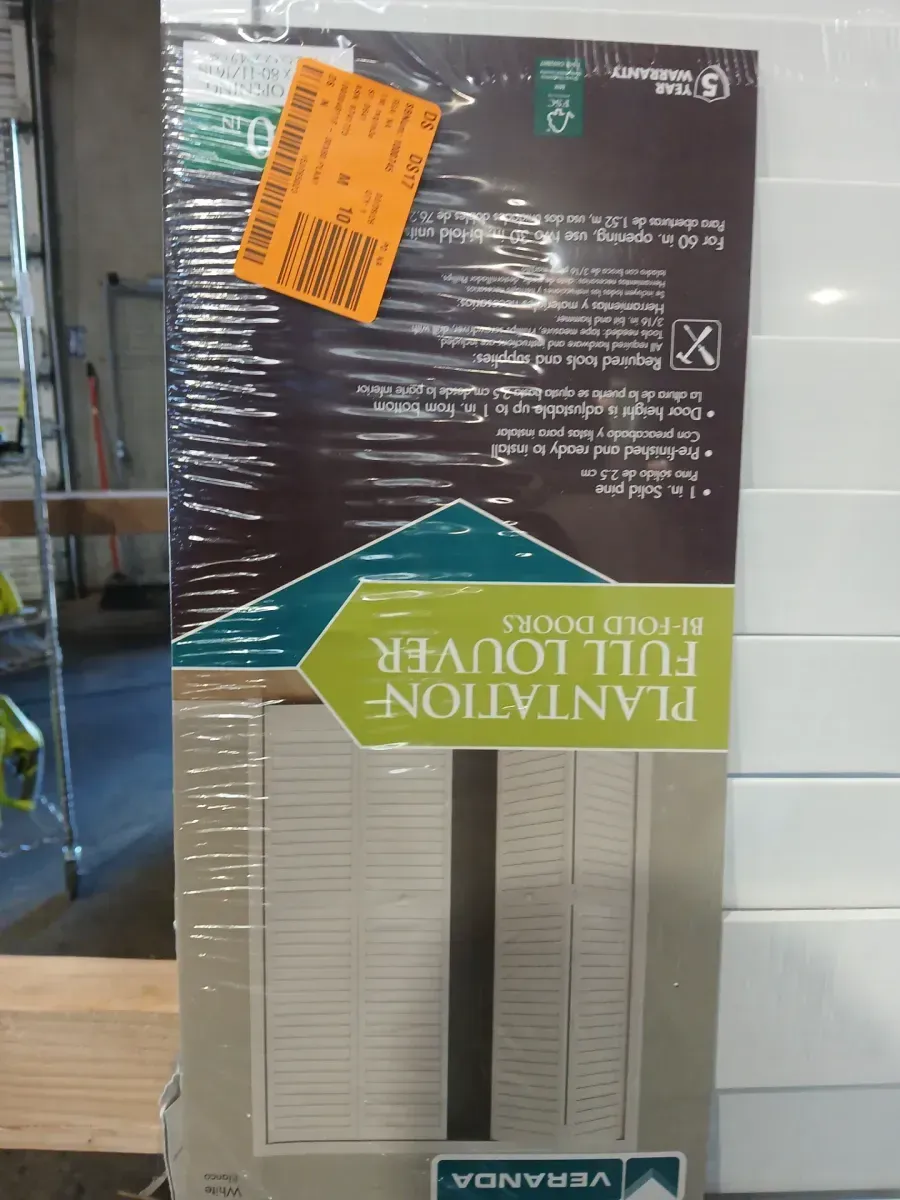 30 in. x 80 in. Louver Pine White Plantation Interior Closet Bi-fold Door - image 2