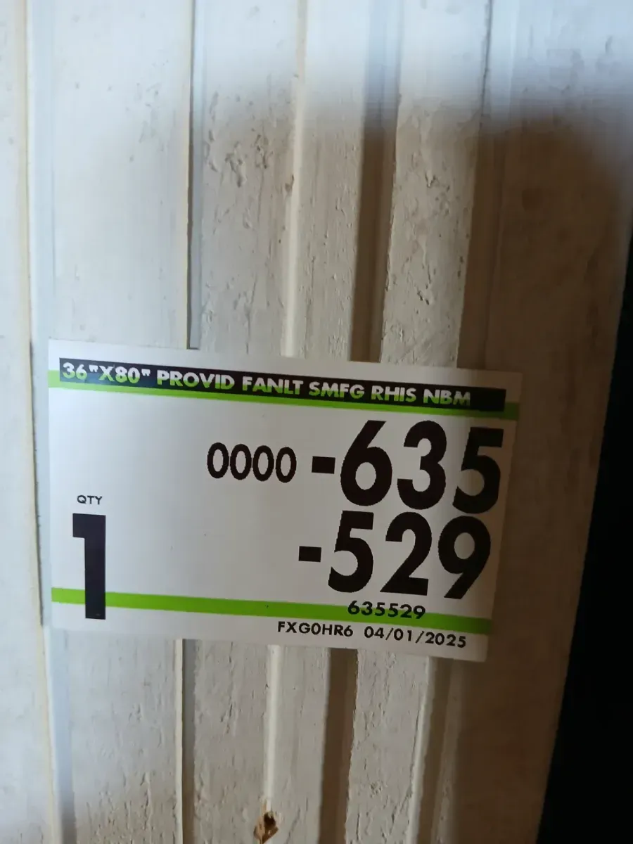 Surplus 36 x 79 Smooth Fiberglass Door with Decorative Half Round - image 2