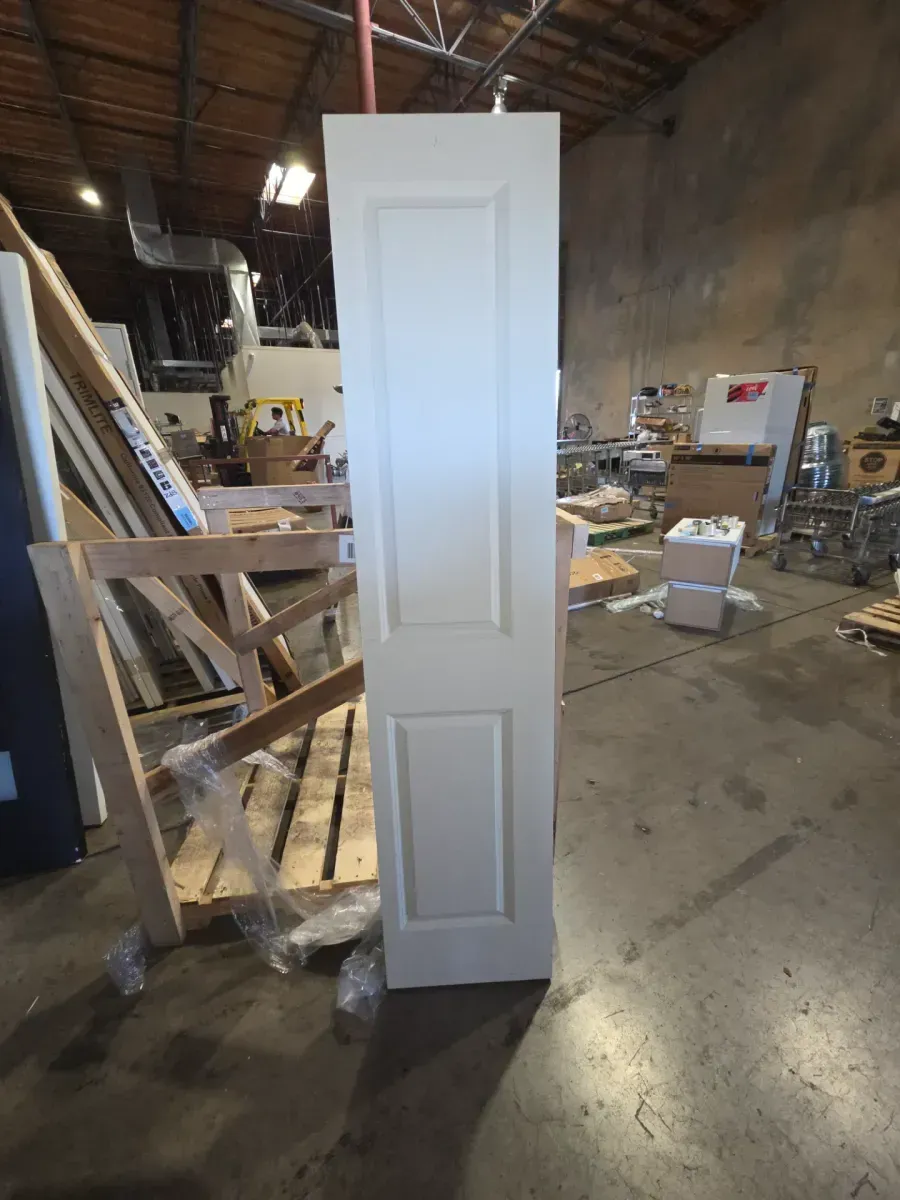 ***It has a dent.***36 in. x 80 in. 6 Panel Colonist Primed Textured Molded Composite Hollow Core Closet Bi-Fold Door - image 3