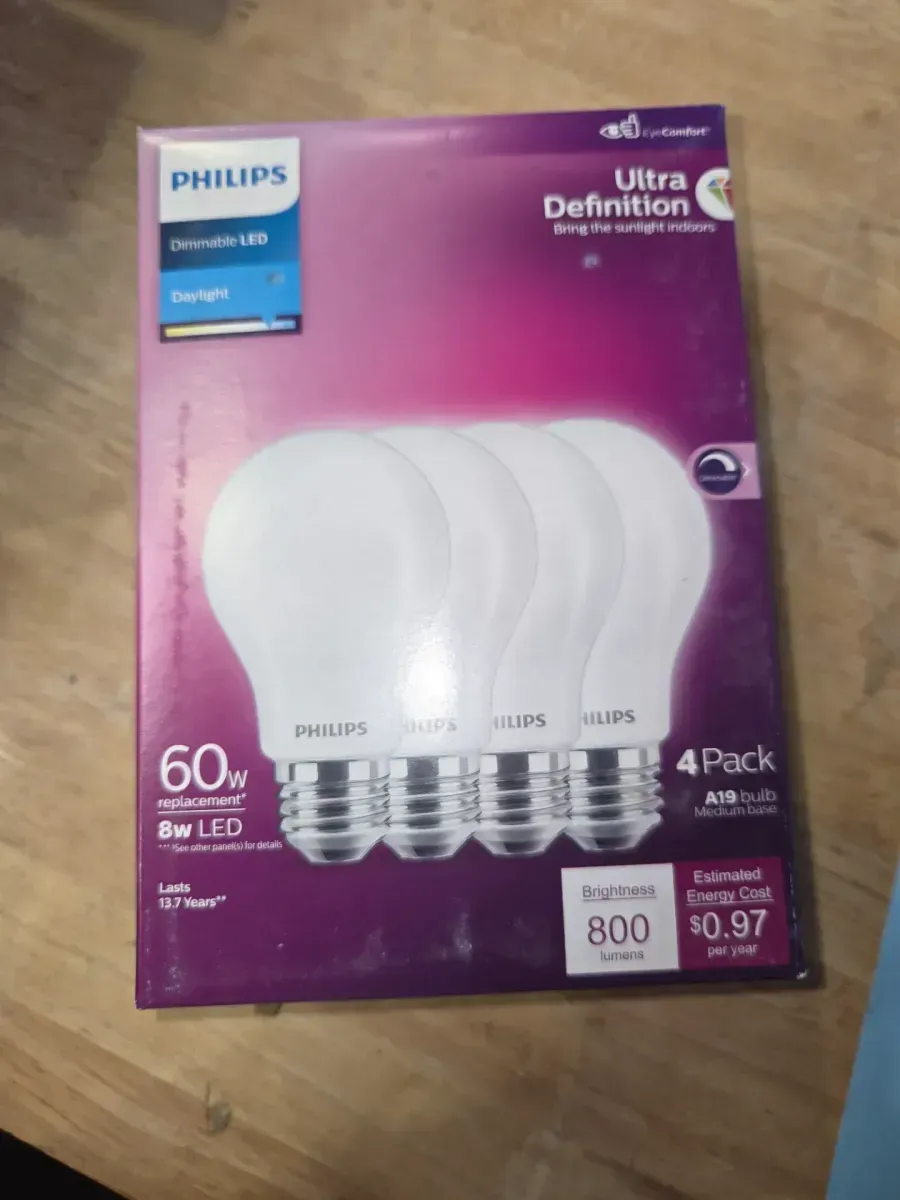 ****Pack of 10***60-Watt Equivalent A19 Ultra Definition Dimmable E26 LED Light Bulb With EyeComfort Technology Daylight 5000K (4-Pack) - image 3