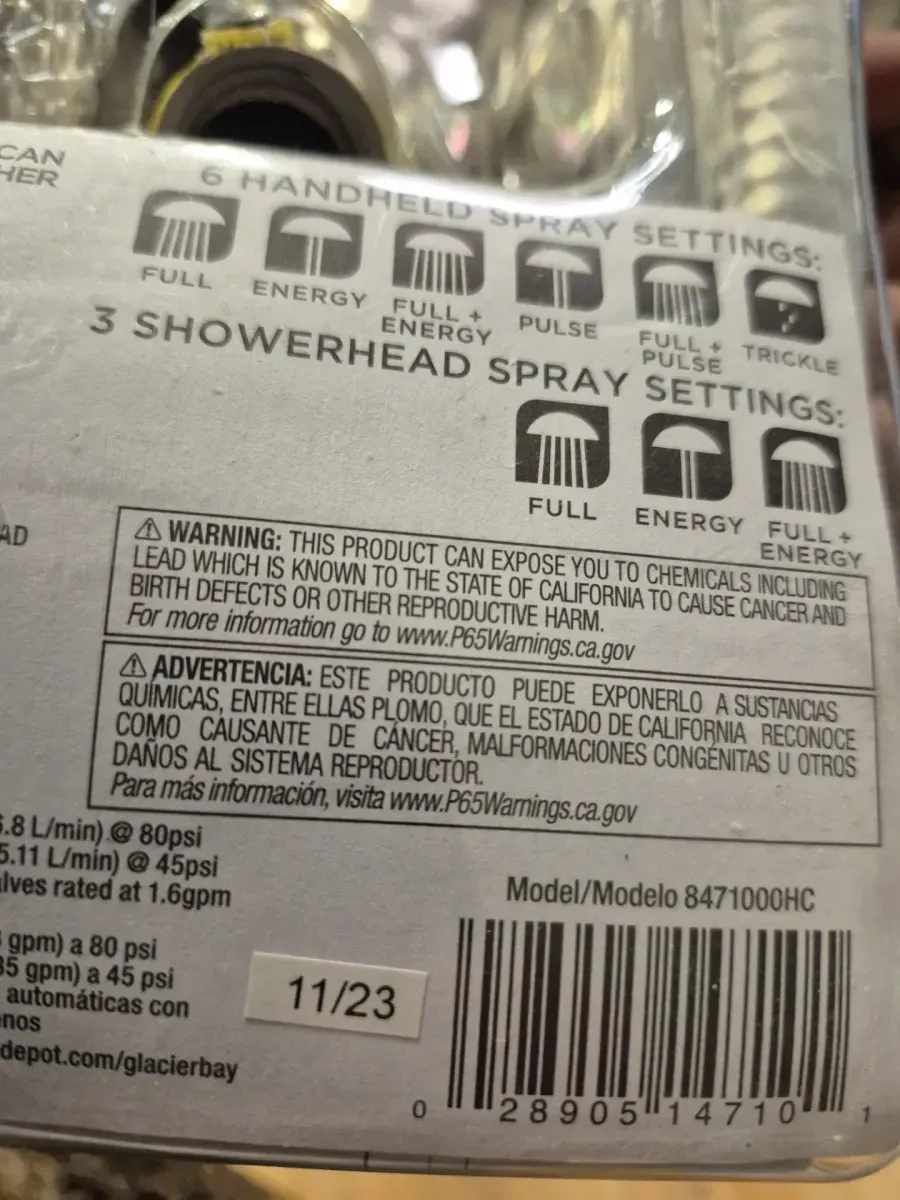 6-Spray 5 in. Dual Wall Mount Fixed and Handheld Shower Head 1.8 GPM in Brushed Nickel - image 2