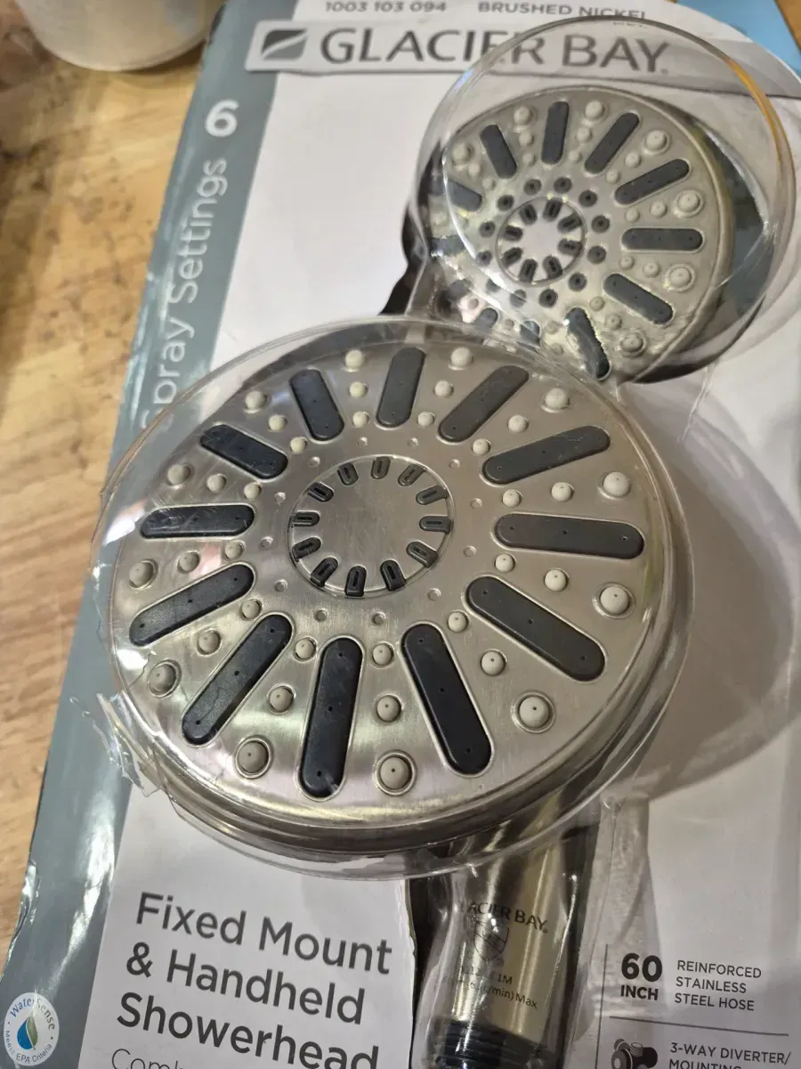 6-Spray 5 in. Dual Wall Mount Fixed and Handheld Shower Head 1.8 GPM in Brushed Nickel - image 3