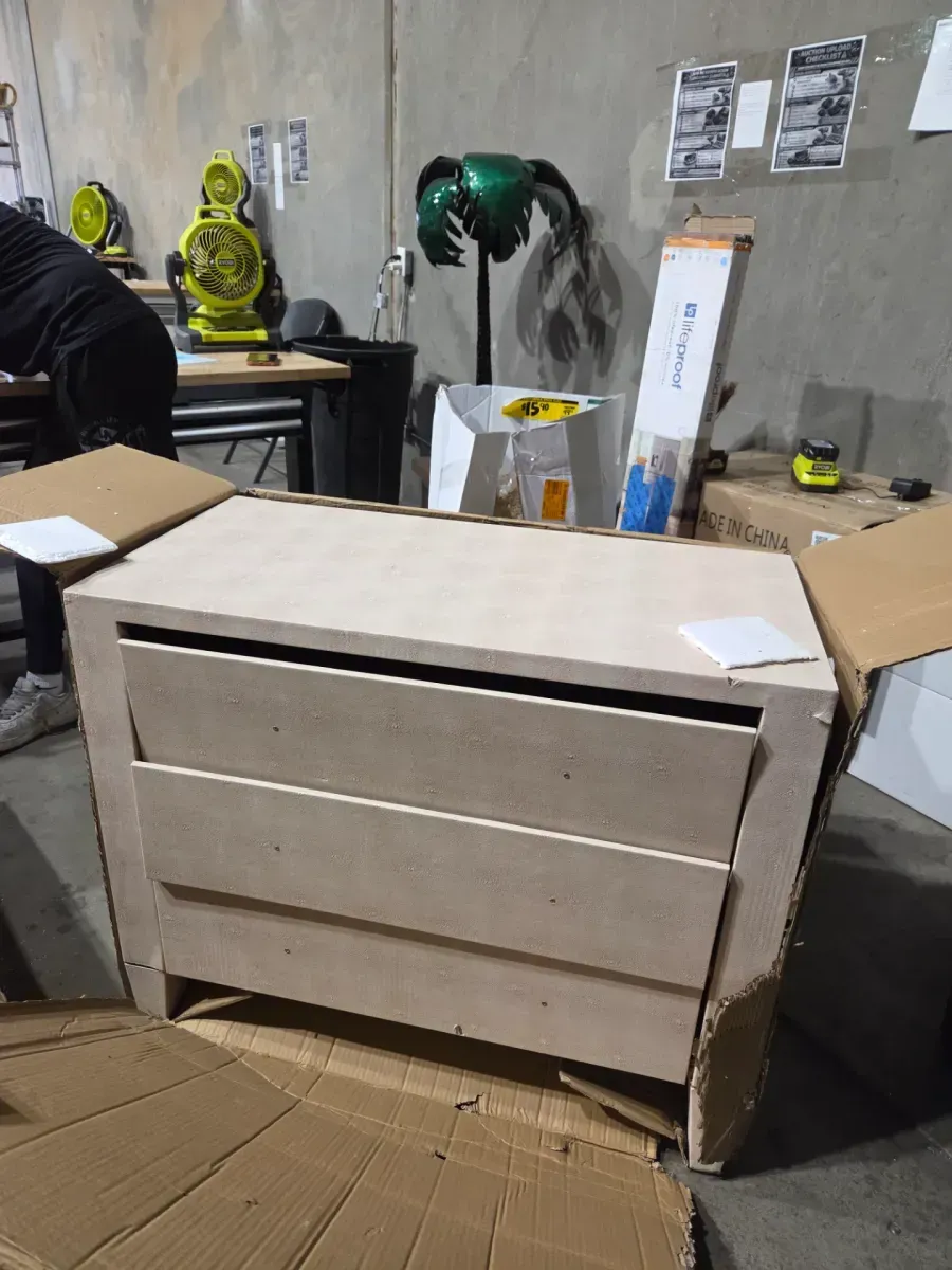 Leyna Beige Faux Shagreen 29.9 in. Accent Cabinet - image 2