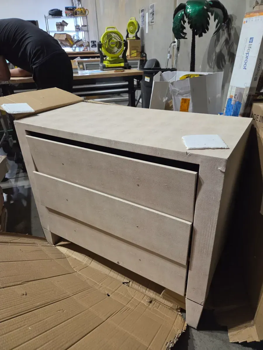 Leyna Beige Faux Shagreen 29.9 in. Accent Cabinet - image 3