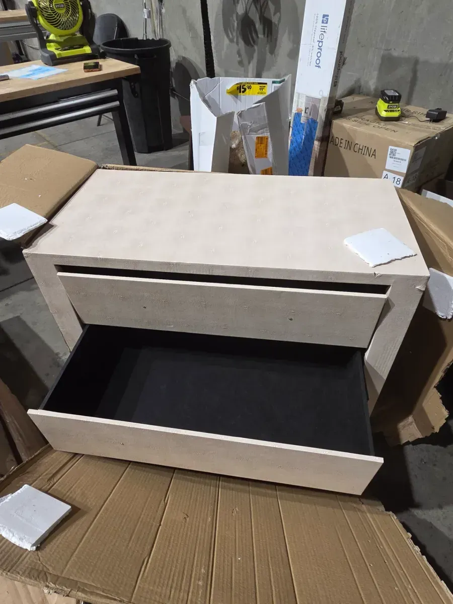 Leyna Beige Faux Shagreen 29.9 in. Accent Cabinet - image 4