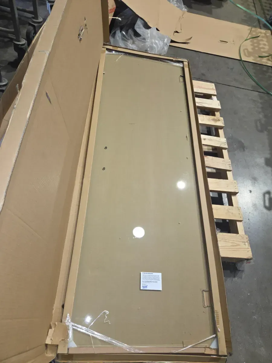 Halo 30.5 in. W x 78 in. H Glass Hinged Frameless Shower Door in Polished Brass with Clear Glass - image 3