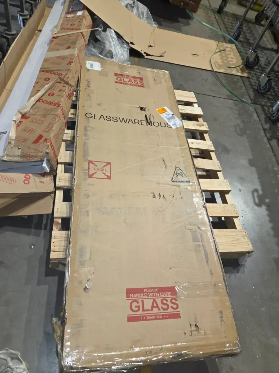 Halo 30.5 in. W x 78 in. H Glass Hinged Frameless Shower Door in Polished Brass with Clear Glass - image 4