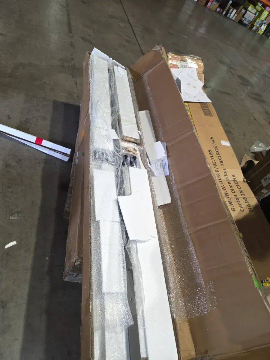 42 in. x 84 in. 5-Panel White Finished MDF Assembly Required Sliding Barn Door with Hardware Kit - image 4