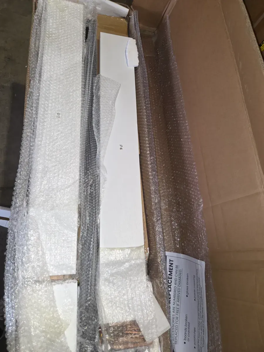 42 in. x 84 in. 5-Panel White Finished MDF Assembly Required Sliding Barn Door with Hardware Kit - image 5