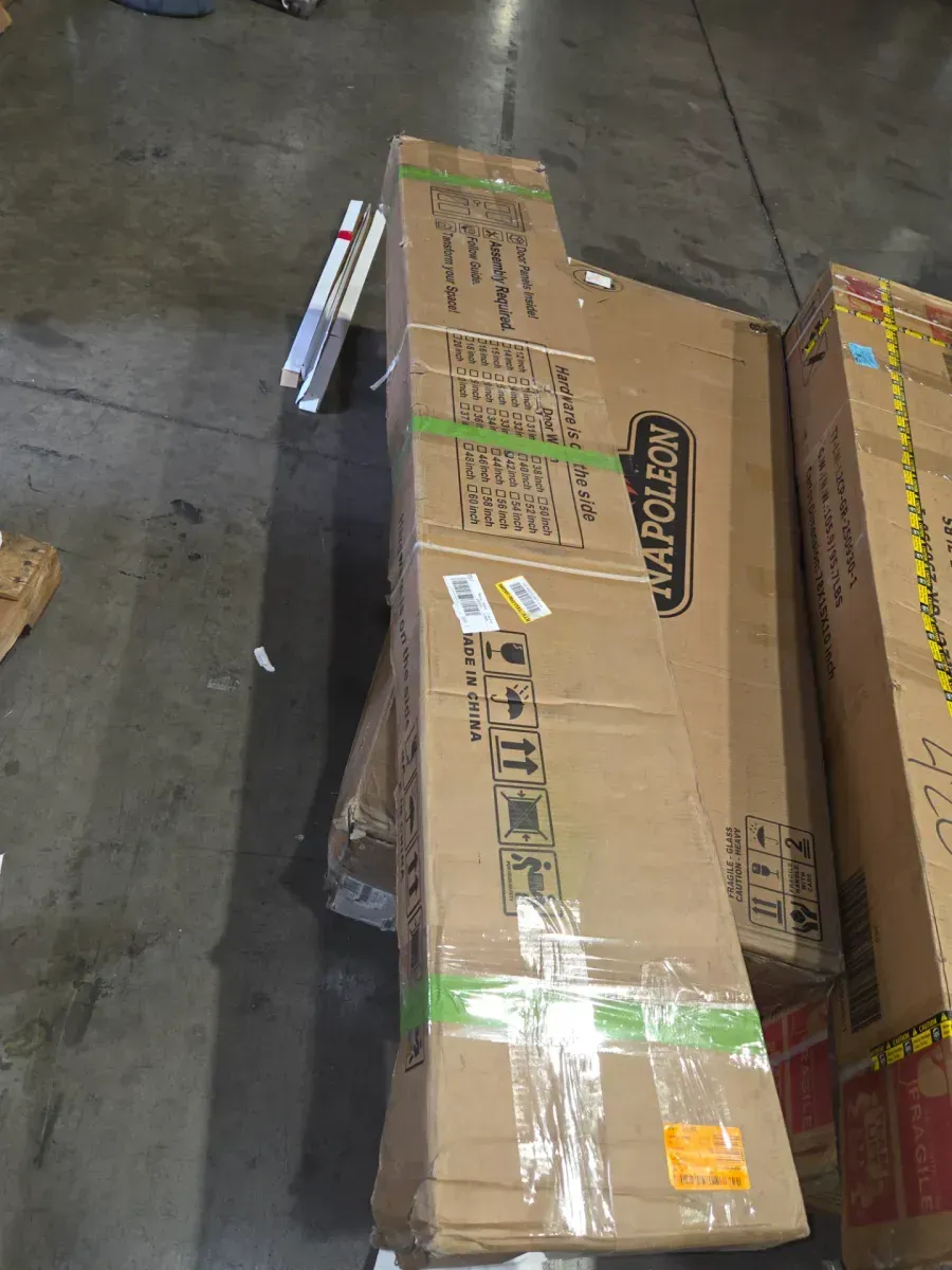 42 in. x 84 in. 5-Panel White Finished MDF Assembly Required Sliding Barn Door with Hardware Kit - image 7