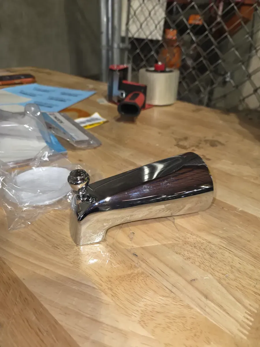 Decorative Metal Diverter Tub Spout in Chrome - image 3