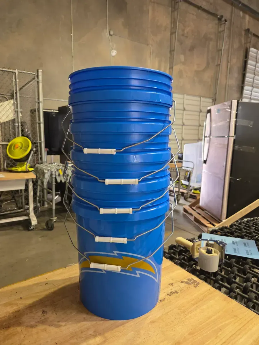 *** Pack of 5 *** 5 Gal. Chargers NFL Bucket - image 1