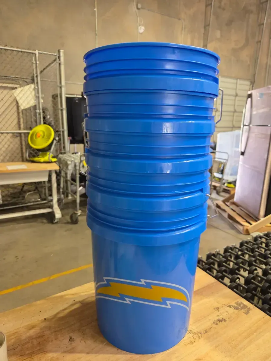 *** Pack of 5 *** 5 Gal. Chargers NFL Bucket - image 2