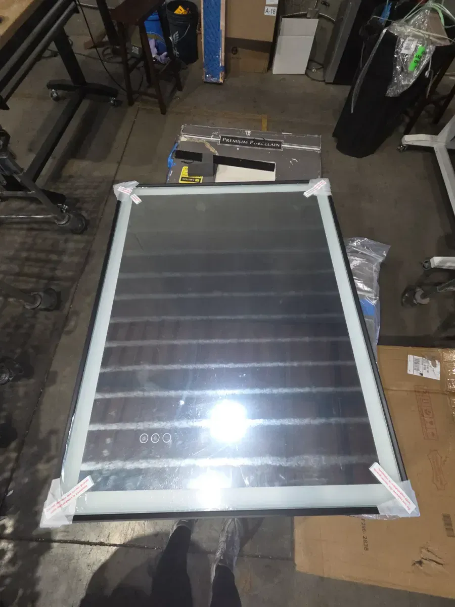 28 in. W x 36 in. H Rectangular Framed LED Lighted Bathroom Vanity Mirror with Light in Black with Backlit and Anti-Fog - image 2