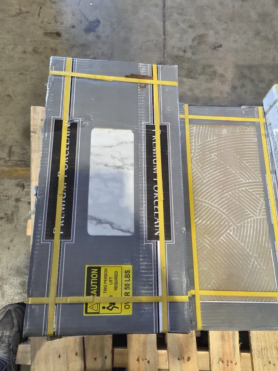 *** Set of 6 ( 96 sq. ft. /Case)  **** Crystal Bianco 12 in. x 24 in. Polished Porcelain Stone Look Floor and Wall Tile (16 sq. ft. /Case) - image 2