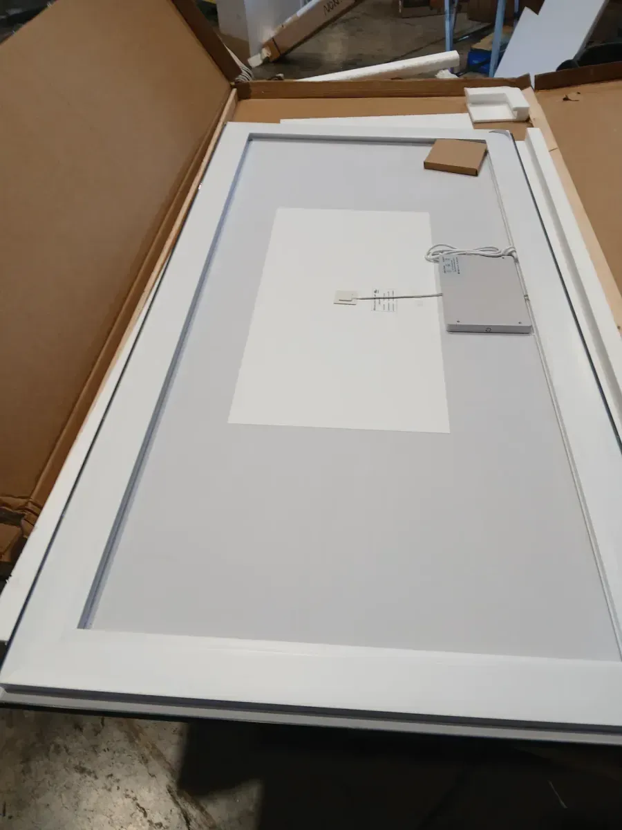 ***back has minor damage ***72 in. W x 36 in. H Rectangular Framed LED Lighted Bathroom Vanity Mirror with Light in Black with Backlit and Anti-Fog - image 3