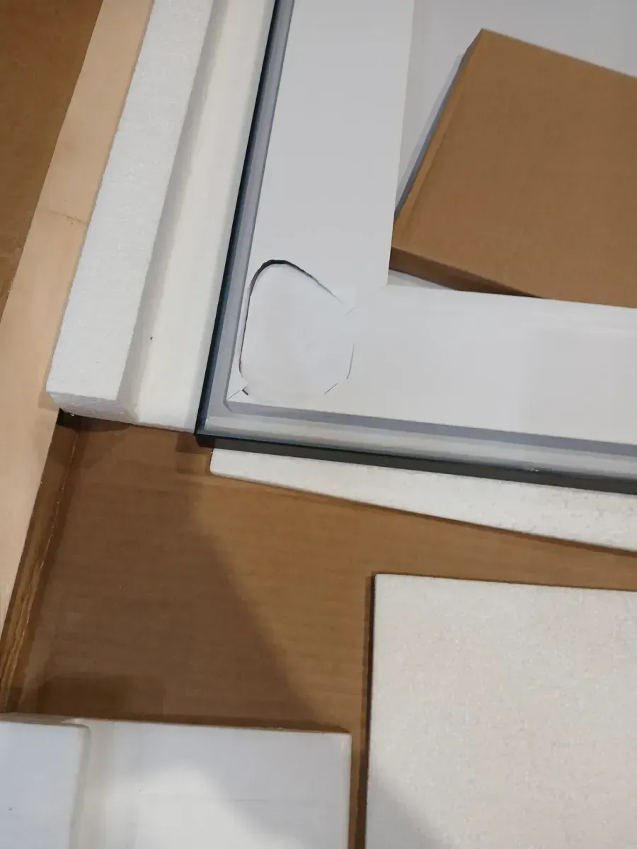 ***back has minor damage ***72 in. W x 36 in. H Rectangular Framed LED Lighted Bathroom Vanity Mirror with Light in Black with Backlit and Anti-Fog - image 4