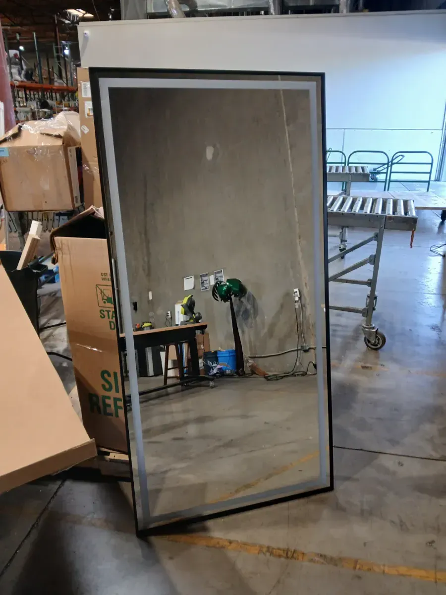 ***back has minor damage ***72 in. W x 36 in. H Rectangular Framed LED Lighted Bathroom Vanity Mirror with Light in Black with Backlit and Anti-Fog - image 5