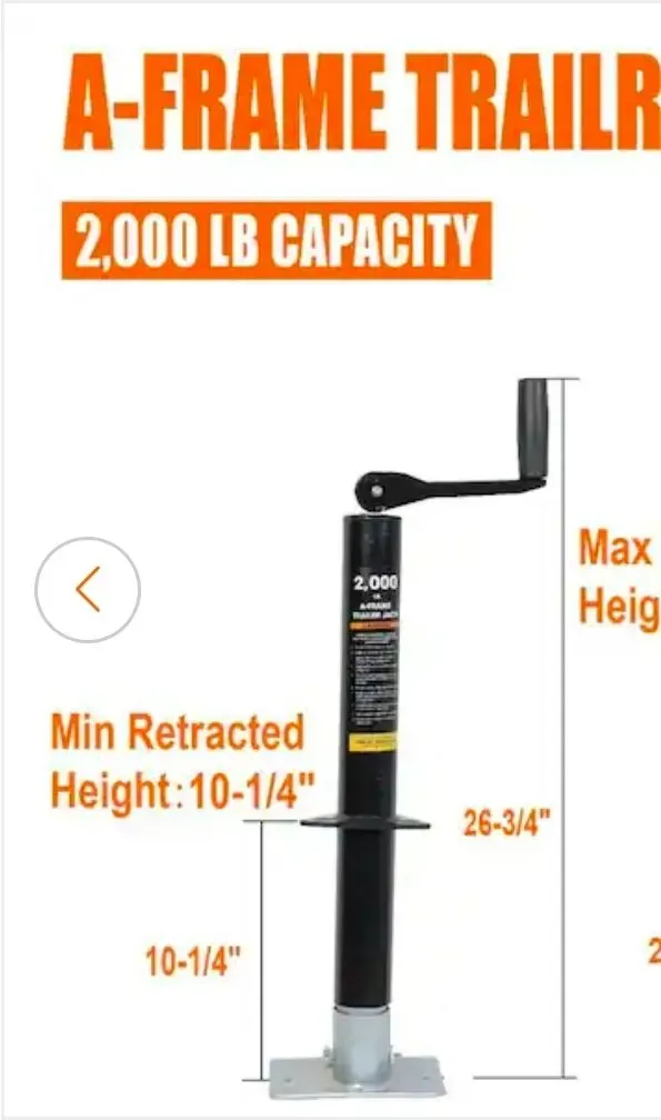 ***It does not include the base*** 2,000 lbs. Top-Wind A-Frame Trailer Jack - image 1