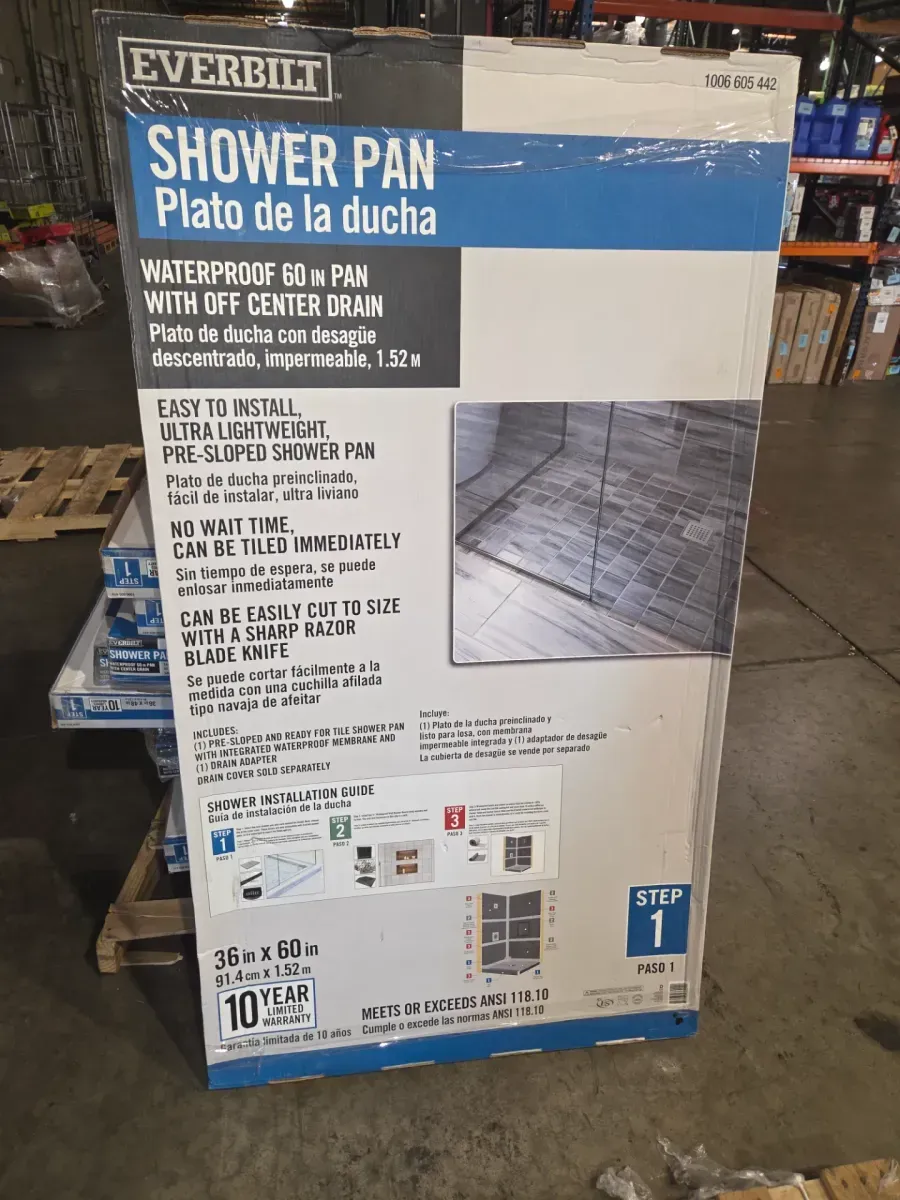 Watershield Shower System 36 in. x 60 in. Waterproof Shower Pan with Off-Center Drain (Drain Assembly Included) - image 5