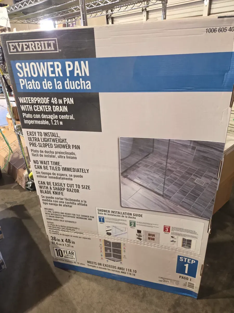 Watershield Shower System 36 in. x 48 in. Waterproof Center Drain Shower Tray With Drain Assembly - image 4